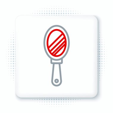 Çizgi El ayna simgesi beyaz arkaplanda izole edildi. Renkli taslak konsepti. Vektör.