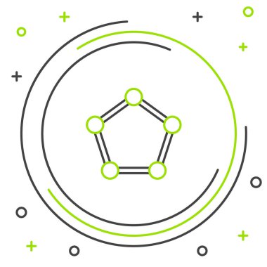 Çizgi Geometrik figürü Pentagonal prizma simgesi beyaz arkaplanda izole edildi. Soyut şekil. Geometrik süs. Renkli taslak konsepti. Vektör.
