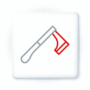 Tahta çizgi balta simgesi beyaz arkaplanda izole edildi. Oduncu baltası. Renkli taslak konsepti. Vektör.