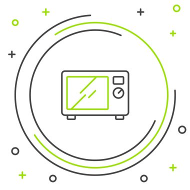 Mikrodalga fırın ikonu beyaz arkaplanda izole edildi. Ev aletleri simgesi. Renkli taslak konsepti. Vektör.