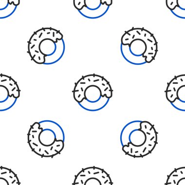 Tatlı simgeli çizgi çöreği beyaz arka planda izole edilmiş pürüzsüz desen. Renkli taslak konsepti. Vektör.