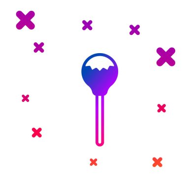 Renkli lolipop simgesi beyaz arkaplanda izole edildi. Yemek, lezzetli bir sembol. Kademeli rastgele dinamik şekiller. Vektör.