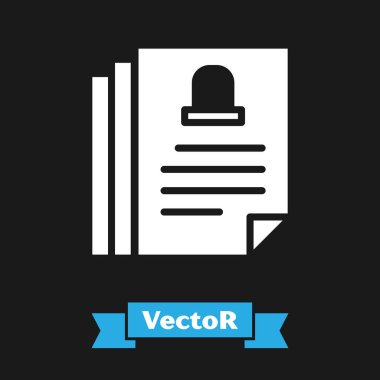 Beyaz Ölüm sertifikası simgesi siyah arkaplanda izole edildi. Vektör.