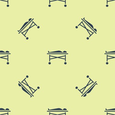 Morg ikonundaki mavi ceset sarı arka planda izole edilmiş pürüzsüz desen. Vektör.