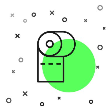 Siyah çizgi tuvalet kağıdı rulo simgesi beyaz arkaplanda izole edildi. Vektör İllüstrasyonu.