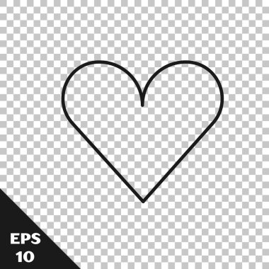 Siyah çizgi kalp simgesi şeffaf arkaplanda izole edildi. Romantik sembol, bağlanma, tutku ve düğün. Sevgililer Günü sembolü. Vektör.