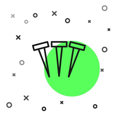 Siyah çizgili metal tırnak simgesi beyaz arkaplanda izole edilmiş. Vektör.