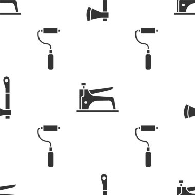 Tahta baltayı, inşaat zımbasını ve boya fırçasını pürüzsüz desene ayarla. Vektör.