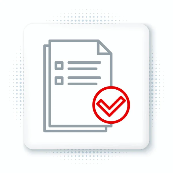 Line Document Check Mark Icon Isolated White Background Checklist Icon — Stock Vector