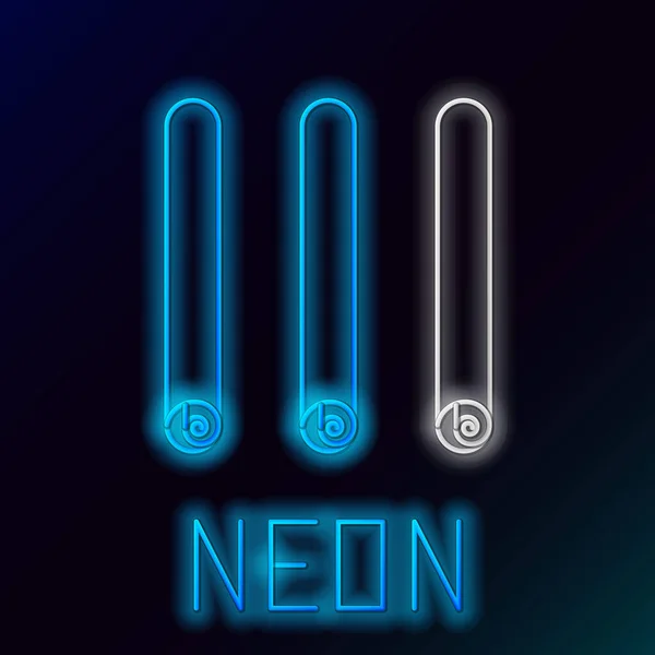 Glödande Neon Line Tre Rullade Pinnar Kanel Ikon Isolerad Svart — Stock vektor