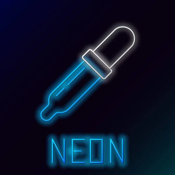 Gloeiende Neon Lijn Pipet Icoon Geïsoleerd Zwarte Achtergrond Element Van — Stockvector