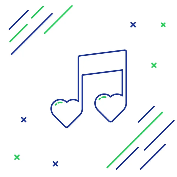 Line Music Note Ton Mit Herz Symbol Isoliert Auf Weißem — Stockvektor