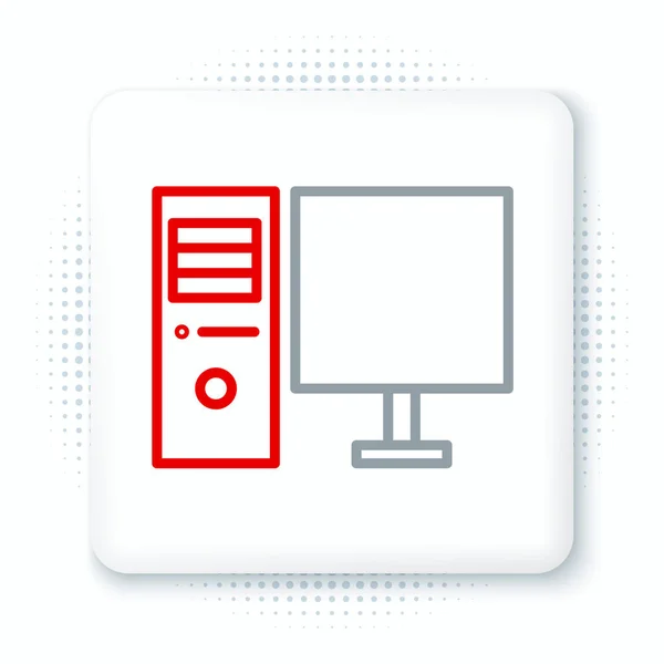 Línea Icono Monitor Ordenador Aislado Sobre Fondo Blanco Signo Componente — Vector de stock