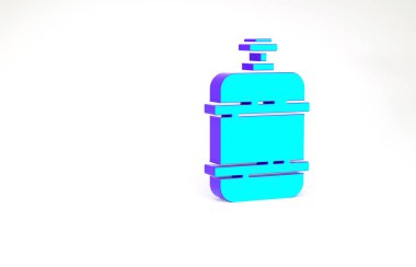 Turkuaz propan gaz tankı ikonu beyaz arka planda izole edildi. Yanabilir benzin deposu ikonu. Minimalizm kavramı. 3d illüstrasyon 3B canlandırma