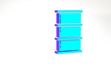 Turkuaz fıçı yağı ikonu beyaz arka planda izole edildi. Minimalizm kavramı. 3d illüstrasyon 3B canlandırma