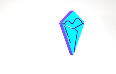 Turkuaz Temaki yuvarlama simgesi beyaz arkaplanda izole edildi. Geleneksel Japon yemekleri. Minimalizm kavramı. 3d illüstrasyon 3B canlandırma