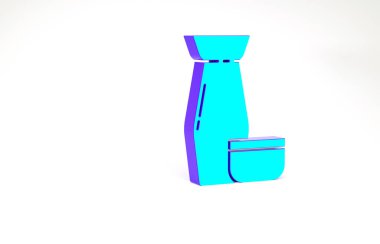 Turkuaz Geleneksel Japon çay seremonisi simgesi beyaz arka planda izole edildi. Fincanlı çaydanlık. Minimalizm kavramı. 3d illüstrasyon 3B canlandırma
