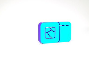 Turkuaz suşi simgesi beyaz arkaplanda izole edildi. Geleneksel Japon yemekleri. Minimalizm kavramı. 3d illüstrasyon 3B canlandırma