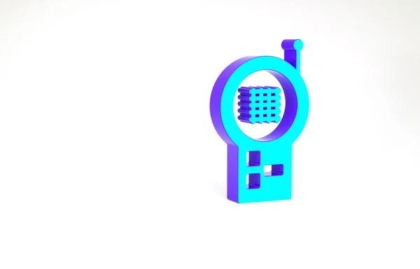 Turquoise Baby Monitor Walkie Talkie icon 은 백인 배경에서 분리되었다. 미니멀리즘의 개념입니다. 3d 삽화 3D 렌더링 — 스톡 사진