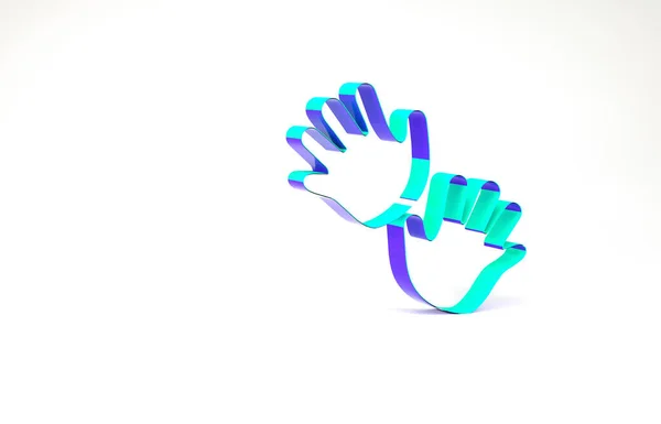 Tyrkysová Baby hands print ikona izolované na bílém pozadí. Minimalismus. 3D ilustrace 3D vykreslení — Stock fotografie