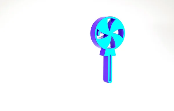 Türkises Lollipop-Symbol isoliert auf weißem Hintergrund. Süßigkeiten-Zeichen. Essen, köstliches Symbol. Minimalismus-Konzept. 3D Illustration 3D Renderer — Stockfoto