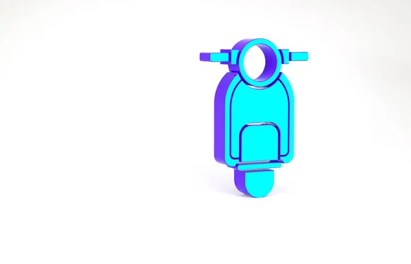 Türkiz Scooter ikon elszigetelt fehér alapon. Minimalizmus koncepció. 3d illusztráció 3D render — Stock Fotó