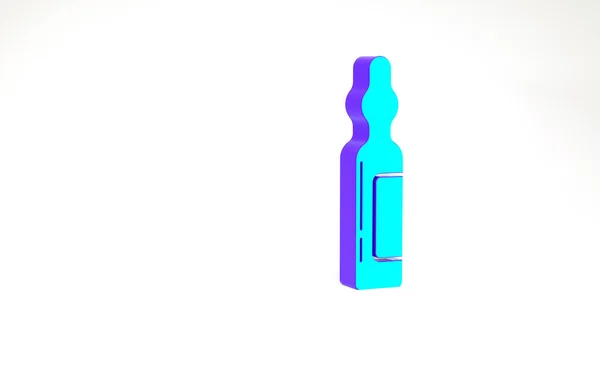 绿松石宠物的药瓶图标孤立在白色背景。动物处方药。最低纲领的概念。3D渲染3D插图 — 图库照片