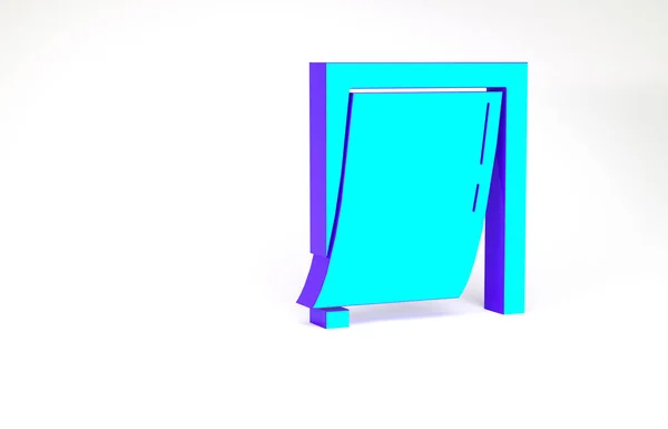 Turkusowe drzwi do ikony zwierzaka izolowane na białym tle. Koncepcja minimalizmu. Ilustracja 3D 3D renderowania — Zdjęcie stockowe