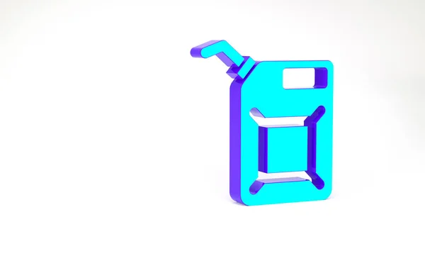 Bote de turquesa para icono de gasolina aislado sobre fondo blanco. Icono de gas diesel. Concepto minimalista. 3D ilustración 3D render — Foto de Stock