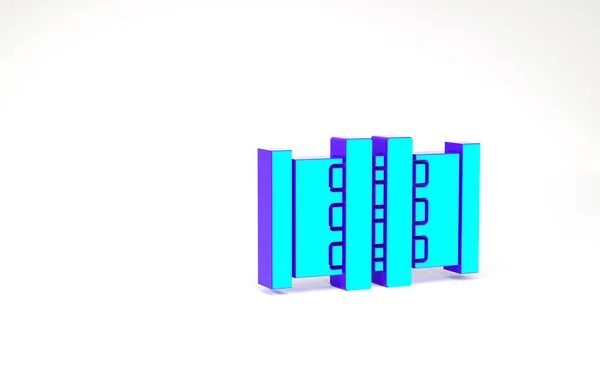 Τυρκουάζ Βιομηχανικοί μεταλλικοί σωλήνες και εικονίδιο βαλβίδων που απομονώνονται σε λευκό φόντο. Μινιμαλιστική έννοια. 3d απεικόνιση 3D καθιστούν — Φωτογραφία Αρχείου