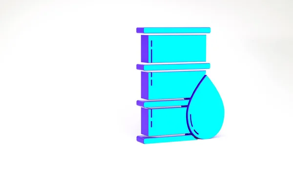 Turquoise Barrel πετρελαίου εικονίδιο απομονώνονται σε λευκό φόντο. Μινιμαλιστική έννοια. 3d απεικόνιση 3D καθιστούν — Φωτογραφία Αρχείου