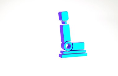 Turkuaz araç koltuğu simgesi beyaz arka planda izole edildi. Araba koltuğu. Minimalizm kavramı. 3d illüstrasyon 3B canlandırma