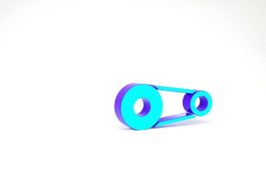 Turkuaz zamanlayıcı kemer kiti simgesi beyaz arkaplanda izole edildi. Minimalizm kavramı. 3d illüstrasyon 3B canlandırma