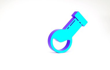 Turkuaz test tüpü ve beyaz arka planda izole edilmiş kimyasal test ikonu. Laboratuvar cam levhası. Minimalizm kavramı. 3d illüstrasyon 3B canlandırma