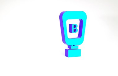 Turkuaz sos şişesi simgesi beyaz arka planda izole edilmiş. Ketçap, hardal ve fast food için soslu mayonez şişeleri. Minimalizm kavramı. 3d illüstrasyon 3B canlandırma