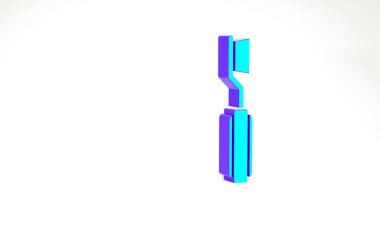 Turkuaz diş fırçası simgesi beyaz arkaplanda izole edildi. Minimalizm kavramı. 3d illüstrasyon 3B canlandırma