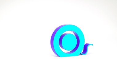 Turkuaz diş ipi simgesi beyaz arkaplanda izole edildi. Minimalizm kavramı. 3d illüstrasyon 3B canlandırma