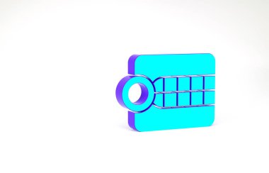 Turkuaz protez model simgesi beyaz arkaplanda izole edildi. Diş konsepti. Minimalizm kavramı. 3d illüstrasyon 3B canlandırma