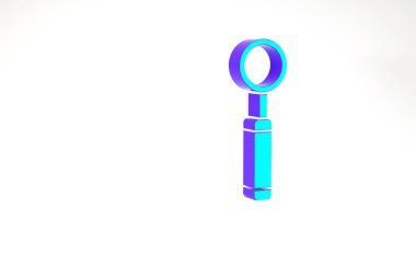Turkuaz Denetleme Aynası ikonu beyaz arkaplanda izole edildi. Diş muayenesi. Minimalizm kavramı. 3d illüstrasyon 3B canlandırma