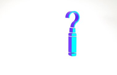 Beyaz arkaplanda izole edilmiş diş simgesi için turkuaz diş kaşifi pulu. Minimalizm kavramı. 3d illüstrasyon 3B canlandırma