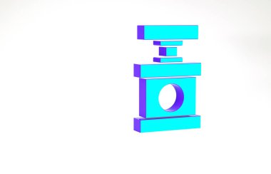 Beyaz arka planda izole edilmiş dinamit simgesi için turkuaz fünye. Minimalizm kavramı. 3d illüstrasyon 3B canlandırma