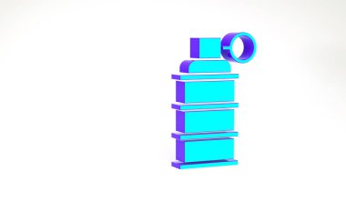 Turkuaz el bombası ikonu beyaz arka planda izole edildi. Bomba patlaması. Minimalizm kavramı. 3d illüstrasyon 3B canlandırma