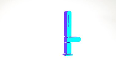 Turkuaz polis kauçuk cop ikonu beyaz arka planda izole edildi. Kauçuk copu. Polis yarasası. Polis ekipmanları. Minimalizm kavramı. 3d illüstrasyon 3B canlandırma