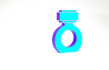 Beyaz arka planda turkuaz tıraş losyonu ikonu izole edildi. Parfüm spreyi ikonu. Erkek parfüm şişesi. Minimalizm kavramı. 3d illüstrasyon 3B canlandırma