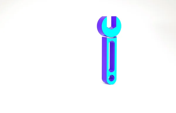 Turkoois Wrench icoon geïsoleerd op witte achtergrond. Spanner icoon. Minimalisme concept. 3d illustratie 3D renderen — Stockfoto