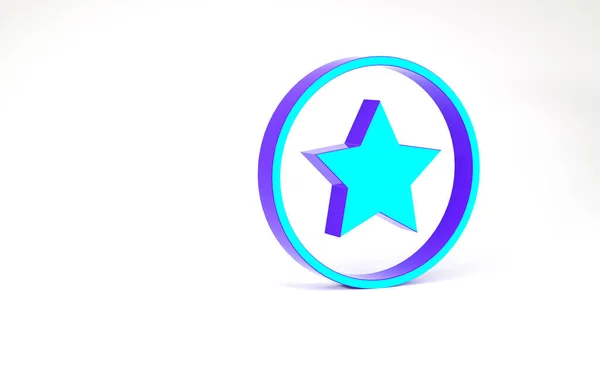 Icône Turquoise Star isolée sur fond blanc. Favori, meilleure note, symbole de récompense. Concept de minimalisme. Illustration 3D rendu 3D — Photo