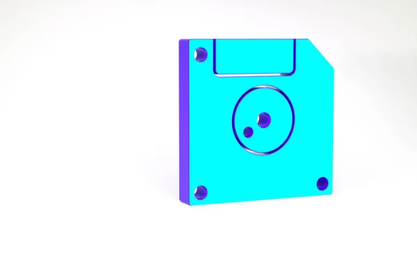 Cakram flopi pirus untuk ikon penyimpanan data komputer diisolasi pada latar belakang putih. Tanda disket. Konsep minimalisme. Tampilan 3D ilustrasi 3d — Stok Foto