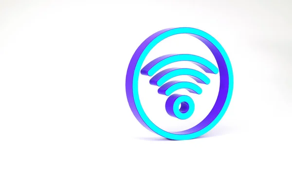 Türkisfarbenes Symbol für das drahtlose Internet-Netzwerk Wi-Fi isoliert auf weißem Hintergrund. Minimalismus-Konzept. 3D Illustration 3D Renderer — Stockfoto