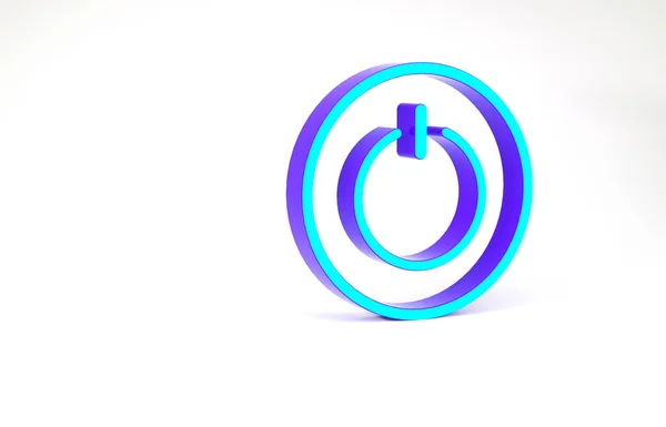 Ícone do botão Turquesa Power isolado no fundo branco. Iniciar sinal. Conceito de minimalismo. 3D ilustração 3D render — Fotografia de Stock