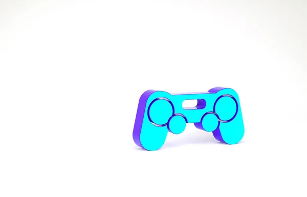 Icono de gamepad turquesa aislado sobre fondo blanco. Controlador de juego. Concepto minimalista. 3D ilustración 3D render — Foto de Stock